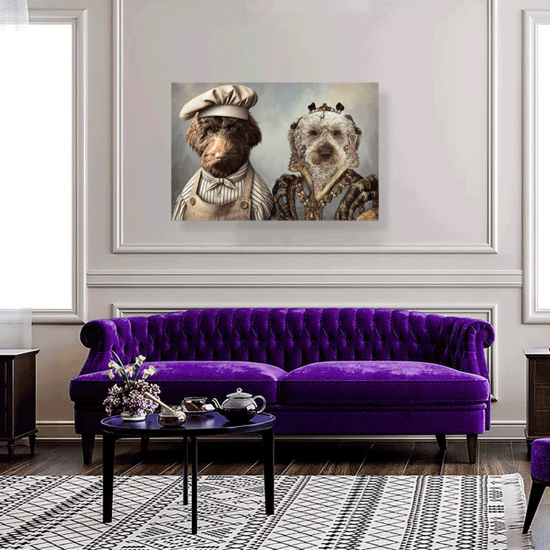 The Royal Baker & Queen Duo - Custom Pet Portrait Canvas
